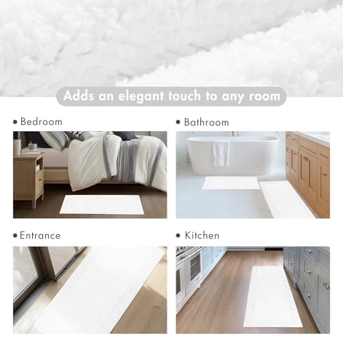 Madison Park Splendor Reversible 100% Cotton Tufted Bathroom Rug-3000 GSM Hotel Quality Luxurious Plush Medium Pile Bath Mat Absorbent, Quick Dry, Shower Room Décor, 21x34, White 7