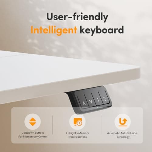 Cubiker Standing Desk, Stand up Height Adjustable Home Office Electric Desk, 40 x 24 Inch Sit Stand Desk with Splice Board, White Desktop 5