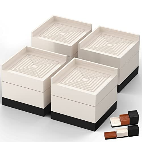 Furniture Risers, Tclouda Bed/Sofa/Desk/Table/Chair Leg/Fridge Lifts to 1.5, 3 and 4 in, Square Adjustable Risers Blocks for Extenders, Heavy Duty Supports Up to 1300 Lbs, 3 in-Apricot-Square