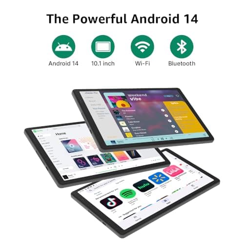 Maxsignage 10.1“ Tablet, 2025 Latest Android 14 with Octa-Core Processor, 8GB&64GB Storage(Expand to 512GB), Dual Camera, G-Sensor, WiFi 6&Bth 5, 5000mAh Battery 2