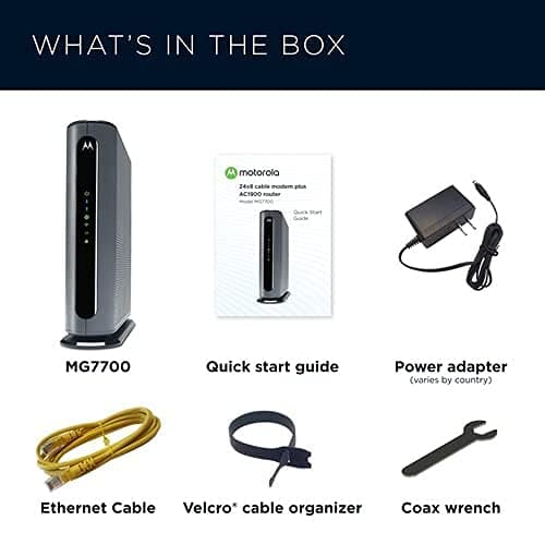 Motorola MG7700 Modem WiFi Router Combo with Power Boost | Approved by Comcast Xfinity, Cox and Spectrum | for Cable Plans Up to 800 Mbps | DOCSIS 3.0 + Gigabit Router 7