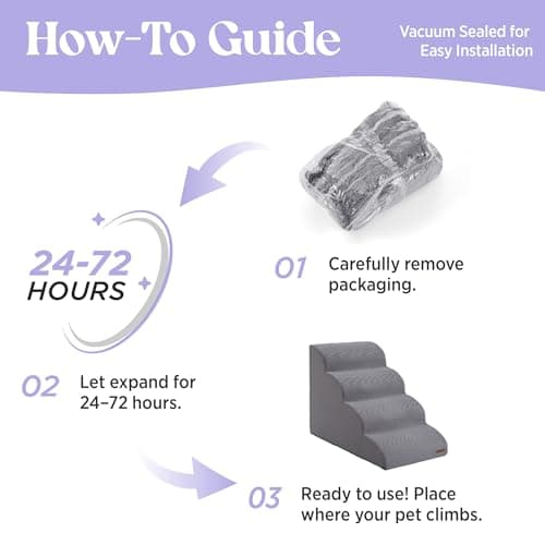 Lesure Dog Stairs for Small Dogs and Cats Pet Steps Ramp for Bed and Couch with CertiPUR-US Certified Foam with Non-Slip Bottom, Grey, 3 Steps 5