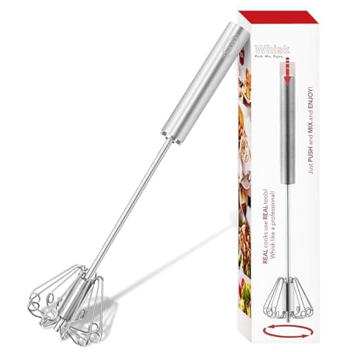 Qukaka Hand mixer egg beater,stainless steel semi automatic whisk,egg spinner,wisking tool,whipped cream dispenser,easy whisks for cooking,Beating&Stirring(12in)