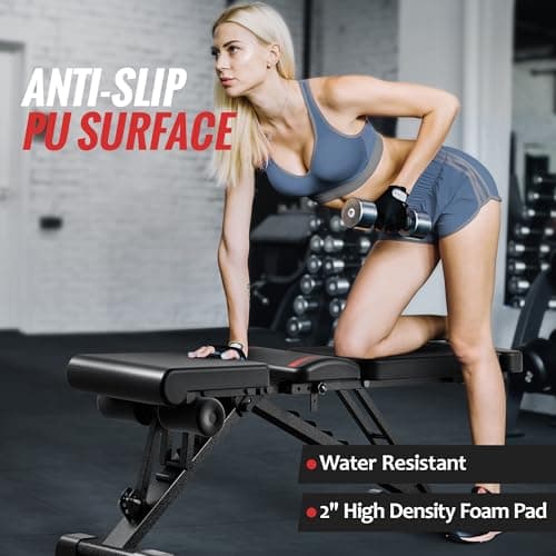 Adjustable Weight Bench for Home Gym with Headrest - Foldable Workout Bench Press, 800lb Capacity for Exercises Incline Flat Decline Sit-Ups 8