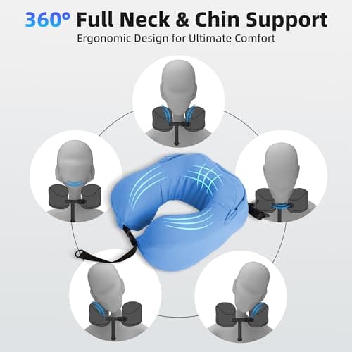 ALLINCOZY Privacy-Friendly Hooded Travel Pillow for Kids & Adults, Sensory-Friendly, Memory Foam Neck Support for Airplane, Car & Train, Breathable Fabric, Portable, Ultimate Comfort Shark 6