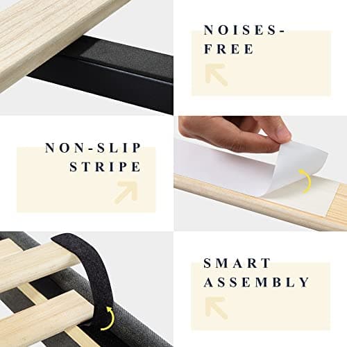 Allewie Queen Size Upholstered Platform Bed Frame/Wood Slats Support/Low Profile Bed Frame/No Box Spring Needed/Easy Assembly/Dark Grey 5