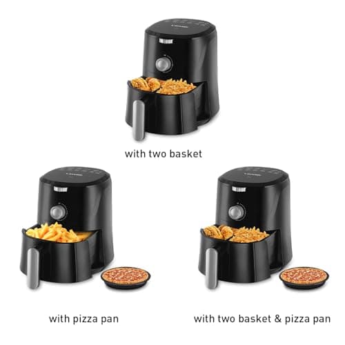 LATURE 4.2 QT Air Fryer Oven Cooker with Temperature and Time Control Dishwasher Non-stick Basket 6 Cook Presets Stainless Steel Tray (Black-Knob) 5