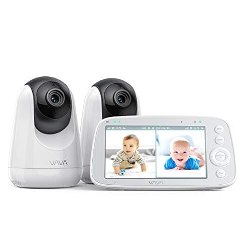 VAVA Baby Monitor with 2 Cameras and Two-Way Audio, Split IPS Screen 720P 5" HD Video , 900ft Range, 4500 mAh Battery, One-Click Zoom, Night Vision