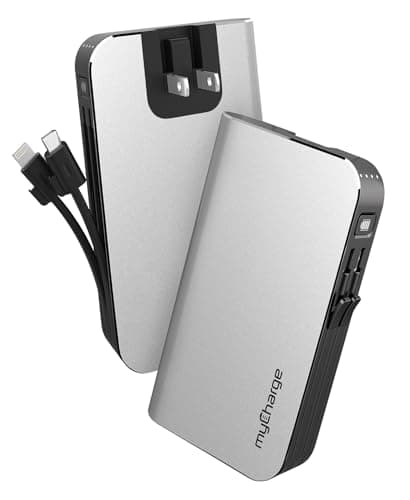 myCharge Portable Charger with Wall Plug – 10050mAh Fast Charging – Power Bank for iPhone, Samsung, Android & More - External Battery Pack Portable Charger with Built-in Cables (Lightning + Micro USB)