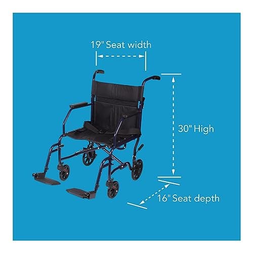 Carex Transport Wheelchair With 19 inch Seat, Folding Transport Chair with Foot Rests, Foldable Lightweight Wheelchair Foldable for Storage and Travel 9