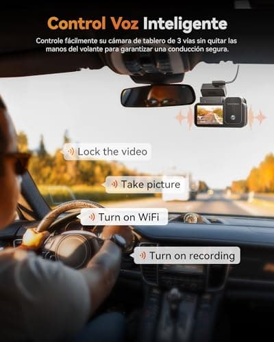 WOLFBOX X5 3 Channel 4K Dash Cam, STARVIS 2 IMX678,4K+2.5K+1080P Front and Rear Inside Triple Car Camera, Included 128GB Card, Voice Control, 5.8GHz WiFi GPS, Touch Screen, Support 512GB Max 7