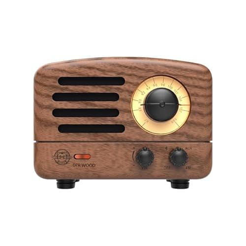 Muzen Portable Bluetooth Speaker, OTR Wood Vintage Small Wireless Speaker, FM Radio with Antenna AUX, 10h+ Long Playtime, High Fidelity Stereo Audio with Suitcase, for Gift Home Picnic 8