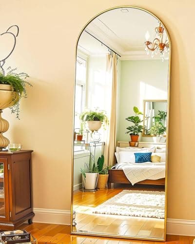 KOMCOTE Arch Mirror Full Length, Floor Length Mirror, Arched Floor Mirror, Wall Mirror Full Length, Large Floor Mirror, Bedroom Mirror Full Length, Gold Floor Mirror for Living Room, Gold