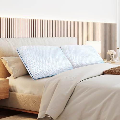 CushyOasis Memory Foam Pillows for Side, Back and Stomach Sleepers, Set of 2, Bed Pillow with Washable Cover and Breathable Mesh, Bed Pillow for Sleeping (Blue，Standard Size) 7