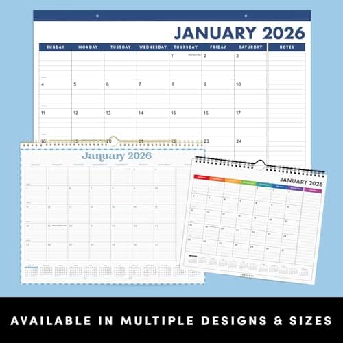 PAPERAGE 2026 Calendar, 12 Months (January 2026 - December 2026), Medium (11.5 in x 14.75 in), Minimalist Wall and Desk Calendar with Monthly Views, Yearly Plans & Notes Section – Black 6