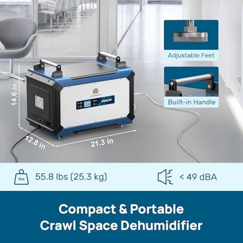 ARGENDON 145 Pint Crawl Space/Basement Dehumidifier with Drain Hose, Commercial Dehumidifiers for Large Space, Industrial, Water Damage, Auto Defrosting, 5 Years Limited Warranty 5