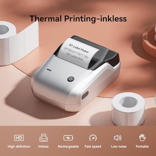 NIIMBOT B1 Label Maker Machine with Tape, 2 Inch Portable Sticker Printer for Home School & Small Business, Compatible with Phones & PC, Silver Gray 6