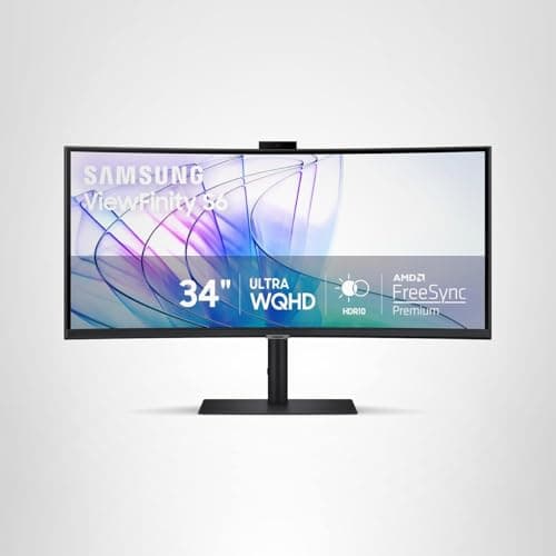 Samsung 34-Inch ViewFinity S65VC Series Ultra-WQHD Curved Computer Monitor, 100Hz, AMD FreeSync, HDR10, USB-C, Built-in Speaker, Camera, KVM Switch, Eye Care, Eco-Packaging, LS34C650VANXGO, Black 20