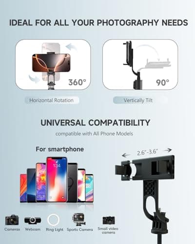 RISEOFLE 71” Phone Tripod & Selfie Stick, Portable All in One Extendable Cell Phone Tripod Stand, with Wireless Remote Control for iPhone/Samsung/Android/Camera 5
