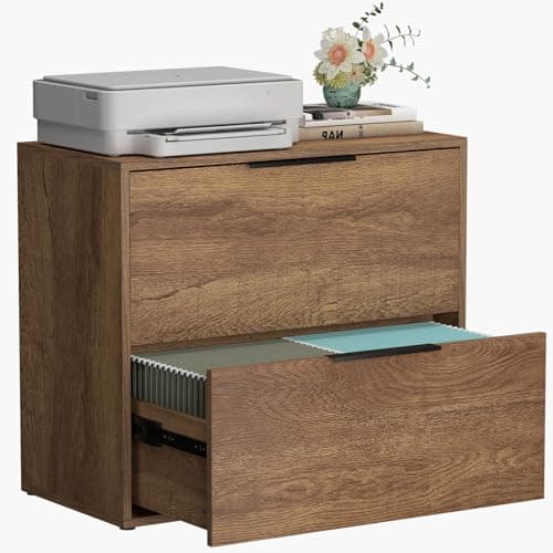 LUCYPAL 2 Drawer Lateral File Cabinet,Wood Filing Cabinets for Home Office,Large Printer Stand File Cabinets with Handle for Letter Size Files,Brown 27.56" W x 14.57" D x 24.02" H 8