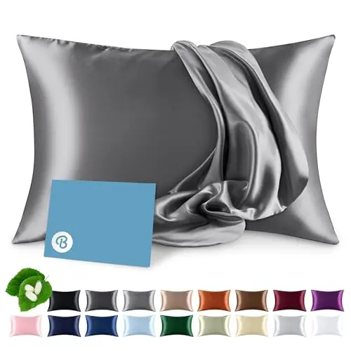 Bare Home 100% Mulberry Silk Pillowcase for Hair and Skin - Ultra Premium 6A Grade 19 Momme Silk Pillow Case - Envelope Enclosure - Breathable Cooling Pillow Cover (Standard, Grey)