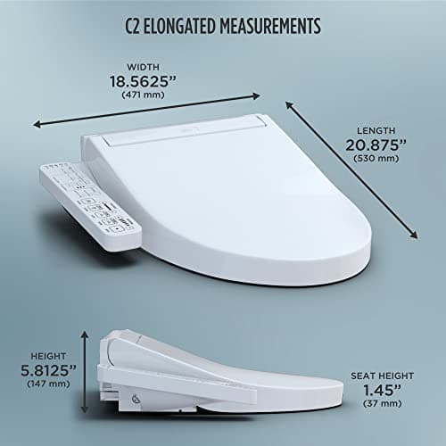 TOTO® WASHLET® C2 Electronic Bidet Toilet Seat with PREMIST and EWATER+ Wand Cleaning, Elongated, Cotton White - SW3074#01 9