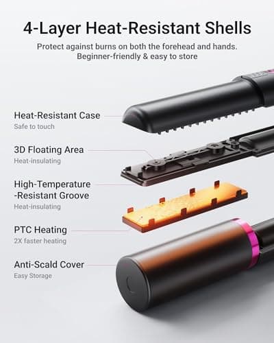 XCOOL Cordless Hair Straightener and Curler 2 in 1, Mini Curling Iron Straightener Combo with 5000mAh Battery, Portable Ceramic Flat Iron for Travel, USB-C Rechargeable, 15s Fast Heating, Gray 6