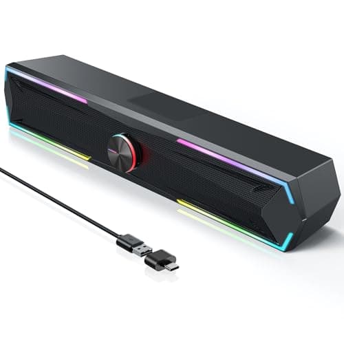 Tylubio Computer Speakers for Pc Desktop with Clear Sound, Flowing LED PC Speaker for Computer Desktop Laptop Monitor, Bluetooth & USB Input