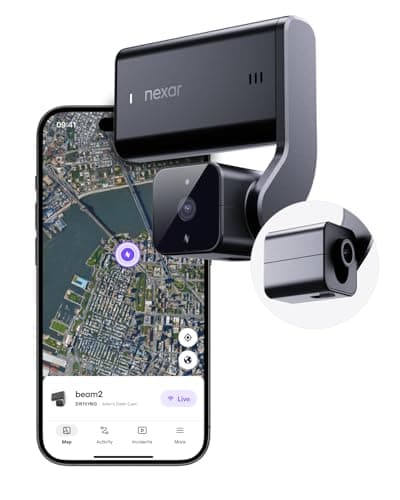 Nexar beam2 Dash Cam - 2K QHD LTE Connected Unlimited Cloud Storage Live Streaming Parking Mode Night Vision - Front & Cabin Cam - Includes OBD Kit for Continuous Power (128GB Internal Storage)
