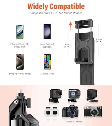 Funxee Selfie Stick Phone Tripod - 71 inch Tall Cell Phone Holder with Detachable Wireless Remote and 2 LED Lights for Recording, Video and Picture, Phone Stand for iPhone, Android, Camera & Gopro 7