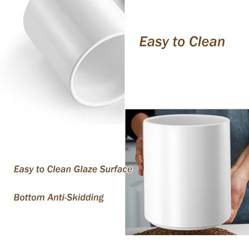 Allybyme Utensil Holder Kitchen Utensil Holder for Countertop, Ceramic Cooking Utensil Holder for Kitchen Counter, Large Modern Spatula Holder Utensil Organizer Kitchen Decor, 6.5”H x 5.5”D White 5