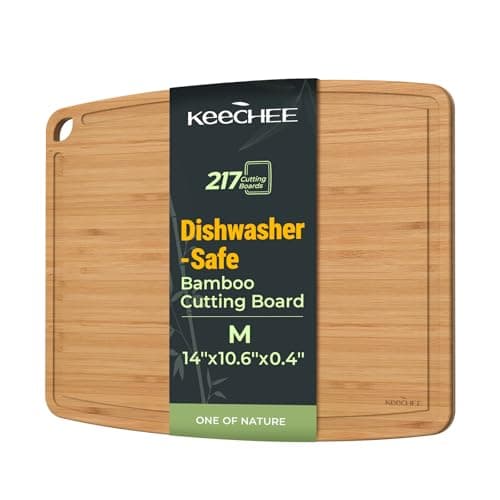 Keechee Dishwasher Safe Bamboo Cutting Board, Lightweight & Durable Wood Cutting Board, Reversible with Juice Groove, Easy to Store & Clean, Ideal Kitchen Gift for Home Cooks