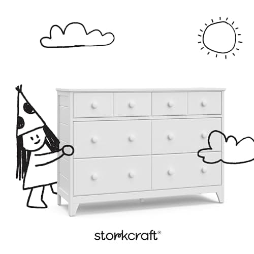 Storkcraft Moss 6 Drawer Dresser (White) – GREENGUARD Gold Certified Nursery Dresser, Safety-Focused Interlocking Drawer System, Chest of Drawers for Bedroom, Wood Craftsmanship 7
