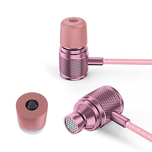 LUDOS Ultra Wired Earbuds in-Ear Headphones, 5 Years Warranty, Earphones with Microphone, Noise Isolating Ear Buds, Memory Foam for iPhone, Samsung, School Students, Kids, Women, Small Ears - Pink 9