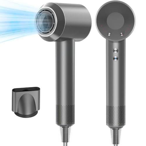 Hair Dryer, 160000 RPM Professional High-Speed Blow Dryer 200 Millions Negative Ionic Care Hair Dryer for Fast Drying, Low Noise Thermo-Control Hairdryer, Travel with Magnetic Nozzle, Gray