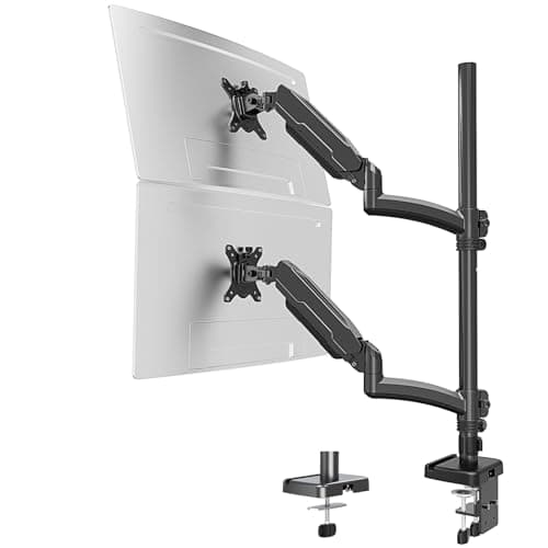 MOUNT PRO Vertical Dual Monitor Mount, Stacked Monitor Stand for 2 Computer Screens up to 32 inches, Fully Adjustable Full Motion Display Desk Mount, Each Arm Holds up to 17.6lbs, VESA Mount 9