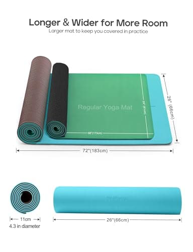 Heathyoga Eco Friendly Non Slip Yoga Mat, Body Alignment System, SGS Certified TPE Material - Textured Non Slip Surface and Optimal Cushioning,72"x 26" Thickness 1/4" 5