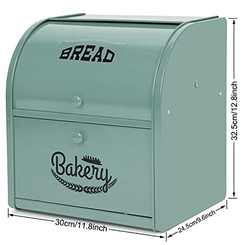 Olebes Bread Box, Metal Bread Box For Kitchen Countertop, Bread Storage Container Holds 2 Loaves Of Bread, High Capacity Breadbox, Bread Holder Suit Farmhouse Kitchen Decor For Counter 5