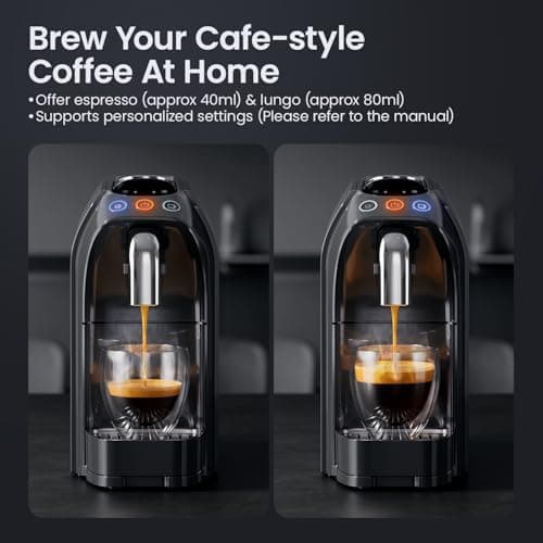 JZ.CAFE Espresso Capsule Machine Single Serve Coffee Maker Compatible with N Original Pods - 20Bar Barista Pump for Home Espresso & Lungo, Kitchen, Office 6