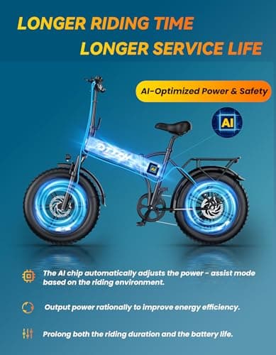 DTTZH Folding Electric Bikes for Adults, 1000W 30MPH Foldable Ebike, 20 Inch Fat Tire Folding Commuter E Bike, 60 Miles 48V 15Ah Removable Battery, UL2849 Adults Electric Bicycle Black 7