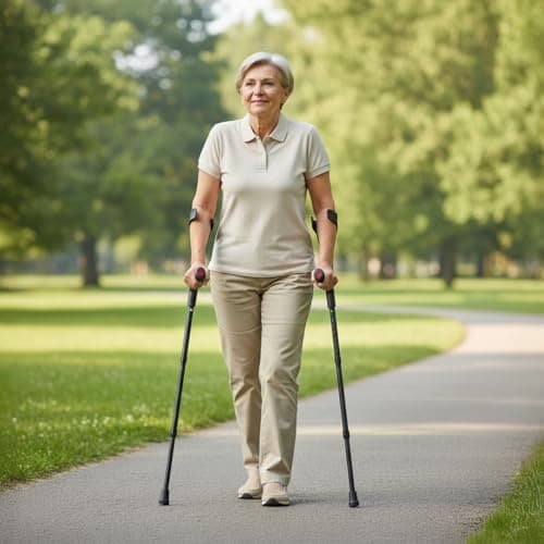 PEPE Mobility Folding Crutches for Adults (x2 Units), Open Cuff, Adjustable Height, Aluminium, Orthopaedic, Elbow Crutches Women and Men, Black 7
