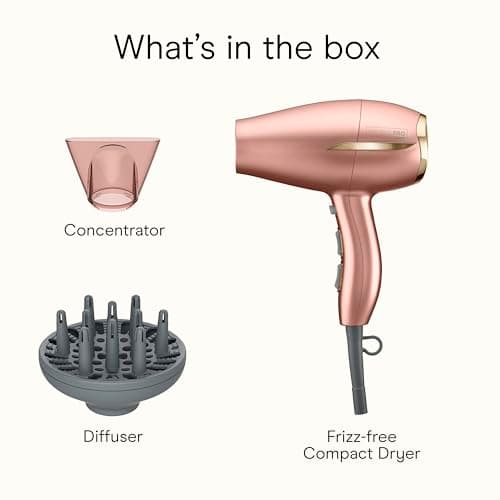 Conair INFINITIPRO BY Frizz Free Compact Hair Dryer ~ 2x the Shine 3x the Frizz Control, dusty rose, 1 Count 9