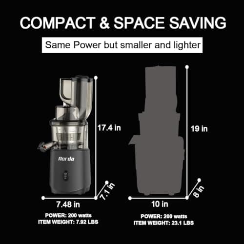 Slow Cold Press Juicer Machines: Masticating Cold Pressed Compact Juicer For Vegetable And Fruit Easy To Clean, Silver Grey 6