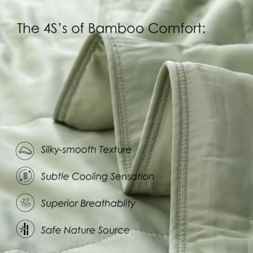 EP Mode Lightweight Quilt Blanket for Summer, Viscose from Bamboo Fabric & Filling, Natural, Breathable & Machine Washable- Sage Green, Twin 5