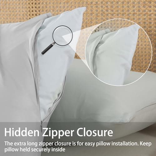 WhatsBedding Body Pillow Cover Cooling Fabric, Long Pillowcase Breathable & Skin-Friendly, Zipper Closure - Light Grey (20x54 inch) 5