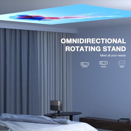 [Compatible with Netflix & Auto Focus]AuKing Smart Projector with Wifi and Bluetooth,Auto Focus&Keystone Projector4K,3D DoIby Audio, 1200ANSI Outdoor Projector with Omnidirectional Rotating Stand 7