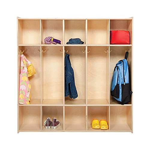 RRI Goods 5 Section Montessori Coat Locker & Backpack Hanger, School,Daycare Organizer, Wooden Furniture with Storage & Hooks for Classrooms, Kid’s Room 7