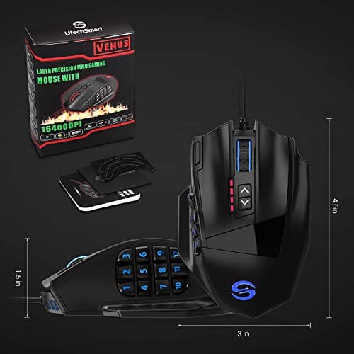 UtechSmart Venus Gaming Mouse RGB Wired, 16400 DPI High Precision Laser Programmable MMO Computer Gaming Mice [IGN's Recommendation] 5