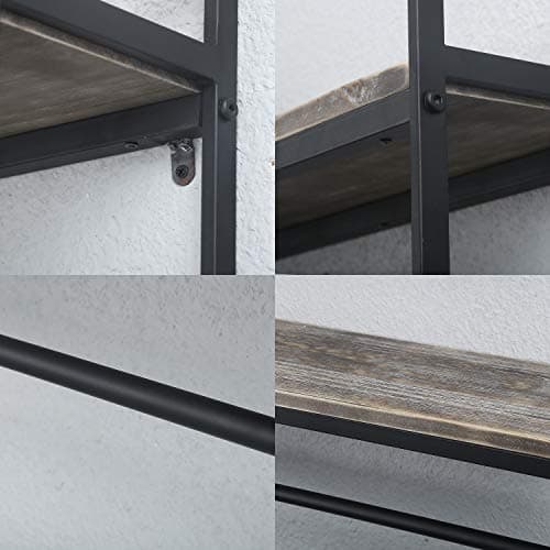 Towel Rack with Towel Bar,2-Tier 24" Bathroom Shelves Wall Mounted,Rustic Wall Shelf Over Toilet,Utility Storage Shelf Rack,Floating Shelves Towel Holder,Black 7