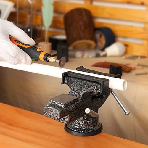 GOXAWEE Universal Bench Vise, 3.15 Inch Table Clamp, 360-Degree Swivel Base, Small Home Vice, Clamp-on Tool for Woodworking, Cutting Conduit, Small DIY Projects, Craft Creation, Sculpting and Modeling 7
